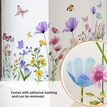 A Colorful Wall Sticker Featuring Plants, Flowers And Butterflies, Size 11.81 X 35.43 Inches, Suitable For Decorating Bedroom And Living Room. It Is Self-Adhesive And Removable (MS713-ZJ) - Multicolor - View 4