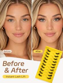 10 Pairs Half Lashes Natural, Slender, Thick Eyelashes, Enlarged Eyes, Light And Easy To Use, Reusable, Essential For Lazy People, Daily Commuting, No Abruptness In The Eyes Fake Lashes - View 8