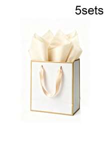5/1Sets, Phnom Penh And Black Edge Paper Handler Gift Bag Wedding Festival Bridesmaid Sense Gift Bag Birthday Gift Bag Wedding Banquet 9 X 7 X 3.15', Metallic Paper Gift Bags With Handle And Tissue - Multicolor - View 15