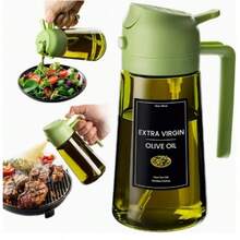 2-In-1 Glass Olive Oil Spray Bottle, Cooking Liquid Separator Bottle, 470ml, Spray And Pour Dual Use, Portion Control, Includes Stickers, Suitable For Salad, Frying And Grilling - View 13