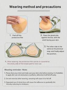 2/4 Packs Triangular Push Up Pads, Ultra Sticky Seamless Silicone Sponge Inserts Lift Nipple Covers For Swimwear Lingerie - Heart-shaped - View 9