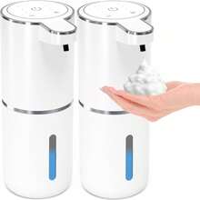 DONASIRA 380毫升大容量低噪音非接触式自动红外感应皂液器，家用电动快速分配器，便携式洗手液瓶，适用于手部消毒和家居清洁，IPX5级防水，Type-C充电，4档可调节泡沫/液体输出，可桌面或壁挂，适用于厨房和浴室，春季新品 - 查看 20
