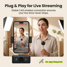 HITOZON Wireless Lavalier Microphone, Plug & Play Lapel Clip Mic With LED Display & Portable Charging Case, Noise Reduction, For Smartphone, Computer, Camera, Live Streaming, Vlogging, Podcasting, Content Creation - Black/Yellow - View 5