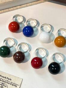 3pcs 3D Realistic Apple Resin Rings, Fun Red Apple & Green Apple Shaped Open Ring Niche Jewelry - Multicolor C - View 3