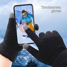 2PCS Winter Touch Screen Gloves, Unisex Warm Thermal Gloves For Cold Weather, Fashion Versatile Hand Gloves For Driving, Cycling, Office Work, Dating, Daily Outdoor Use, Couple Style Accessory - A - View 2