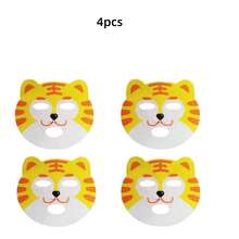 4pcs Tiger Face Sheet Masks, Suitable For Various Skin Types, Dry Tiger Print Compressed Mask Sheets, Home Skincare Instant Tiger Theme Makeup Effect, No Irritation, No Fragrance - Multicolor - View 9