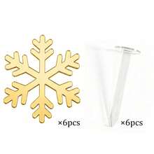 6Pcs/12Pcs/13Pcs/Set Merry Christmas Acrylic Cake Topper Set Gold Xmas Tree Snowflake Cupcake Toppers Winter Holiday Family Party Cake Dessert Decoration Supplies - Multicolor - View 10