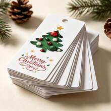 48 Pcs, Christmas Decoration Cards, Christmas Tree And Star Pattern Card Labels, Bookmarks, Christmas Bookmarks, Christmas Gifts, Suitable For Use In Christmas Decoration Celebrations And Christmas Decoration Items. - Multicolor - View 2