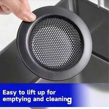 1pc Black Stainless Steel Sink Strainer, Efficient Filtration Prevents Clogging, Essential Kitchen Cleaning Tool, Suitable For Kitchen Sink, Vegetable Washing Basin And Bathroom Drain - Multicolor - View 5