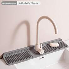 1pc Universal Size Silicone Faucet Drip Tray With Fastening Button, 6° Sloped Drainage Anti-Splash, Minimalist Practical Style, Gray/Green/Pink/Black Multi-Color Options, Long Strip With Opening, Kitchen Sink Bathroom Countertop Soap Sponge Storage Drying Mat - Multicolor - View 25