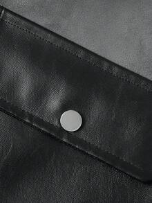 Men's Autumn/Winter Fashion Casual Jacket, Brown Minimalist Versatile Lapel PU Leather Jacket - Grey - View 7