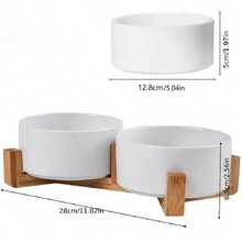 Spill-Proof Ceramic Double Pet Bowl, Universal For Cats And Dogs - Non-Slip, Easy To Clean, Durable, Includes Dog Food Bowl And Water Bowl Set - 500ml - View 11