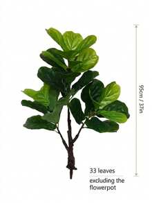 1Pc 85cm/95cm Artificial Fiddle Leaf Fig Tree Stem, Faux Plant For Home Decor, Living Room Office Corner Decoration, Bohemian Style, Wedding Christmas Party Gift, Fake Plants Without Pot - Green - View 4