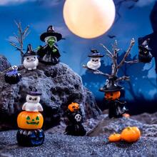 Halloween Mini Witch Cat Owl Pumpkin Figurine, Spooky Mini Decor, Suitable For Desktop Stationery, Dollhouse DIY Scene Handmade Decoration Accessories - Halloween - View 1