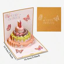 1pc Personalized 3D Pop-Up Birthday Card, Customizable With Name, Featuring Vibrant Cake And "Happy Birthday" Text, Perfect Gift For Friends And Family, Ideal For Birthday Party Supplies, Celebrations And Birthday Party Decorations - Single Piece - View 6