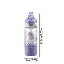 610ML Cute Water Cup For Kids, Summer School Straw Dual-Drinking Cup, Portable Plastic Water Bottle For Elementary Students - Multicolor - View 11
