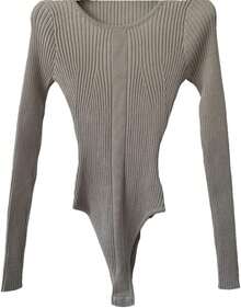 Women Sweater Bodysuits - Black - View 5