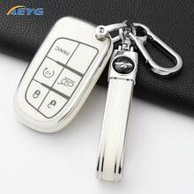 Soft TPU Car Key Case Fob With Keychain Designed For Jee P Renegade Compass Grand Cherokee For CHRYSLER 300C For Wrang Ler For DODGE Car Accessories - Model a - View 6