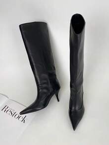 Women's Over-The-Knee Tall Boots, New Autumn/Winter Style, Slimming High Heel Chunky Heel Wedge Heel Fold-Down Boots - Black - View 10