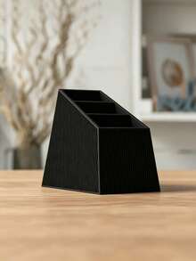 1pc Modern Remote Control Holder, 3-Compartment Desktop Organizer, Space-Saving Home, Office And TV Storage, Multi-Functional Storage Layers, Suitable For Living Room, Home Office And Bedroom, Fits Multiple Remote Controls, Home Decor - Multicolor - View 7