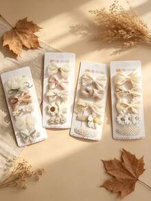 5-Piece Children's Hair Clip Set, Featuring Vintage Lace Bow And Flower Decorations, Sweet Handmade Hair Accessories, Suitable For Babies' Daily Wear. - Multicolor - View 2