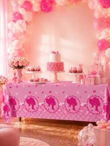 Splendor Blue Plaid Disposable Party Tablecloth, Cute Cartoon Silhouette Print Tablecloth, Birthday Table Decoration - Multicolor - View 11