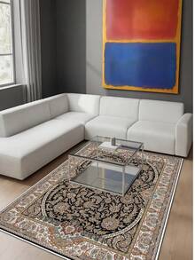 Digitally Printed Non-Slip Washable Runner And Area Rug Living Room Carpet, Modern Design | Modern, Scandinavian, Bohemian And Classic Styles | 100% Polyester - Black - View 3