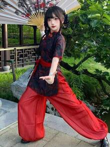 インフルエンサー ばくはつ金 末の妹 漢服 中華娘 料理番の娘 COSブラックブルー チャイナドレス 江湖（こうこ） 武侠風ハロウィン 仮装スカート制服halloween costumes for women漢服漢服仮装ハロウィン - AA - チェックする 8
