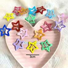 100pcs Colorful Hollow Star Hair Clips, Cute Bangs Clips, Fashion Hair Accessories (Storage Box Not Included) - Multicolor - View 3