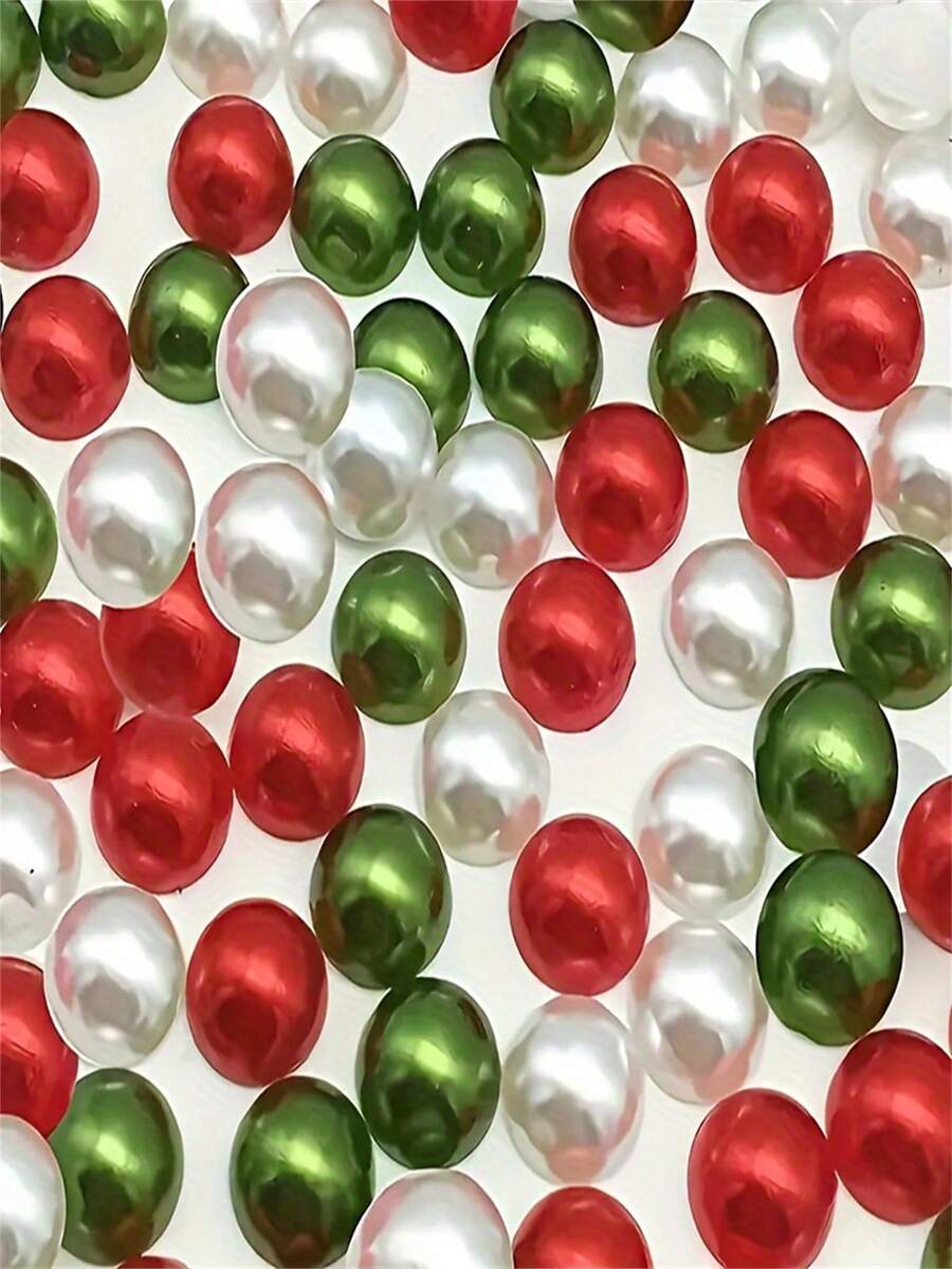 400 buah Manik-manik Longgar Lubang Lurus Berwarna-warni Motif Natal, Sangat Cocok untuk Pembuatan Perhiasan DIY dan Kerajinan Tangan - MultiWarna - View 1