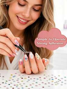 1 Box 60-Grid Resin Rhinestone Set, Multi-Color Flat-Bottom Resin Nail Art Rhinestones, Includes Rhinestone Picker Tray And Tweezers Tool, Suitable For DIY Nail Art, Water Cups, Book Covers, Phone Cases, Insulated Cup Body Crafts - Multicolor - View 4