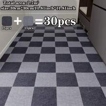 30x30CM DIY 自黏式地毯地板貼 方形地毯貼紙 自黏式地板墊 適用於廚房居家裝飾地毯 - 毛絨地板貼 - 查看 10