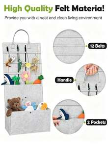 1pc Felt Hanging Storage Organizer Bag, Wall-Mounted Multi-Pocket Storage Bag, Suitable For Baby Room And Children's Room Miscellaneous Items Storage - Multicolor - View 4