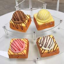 Realistic Ice Cream Toast Squishy Slow Rebound Soft Rubber Stress Relief Toy, Cute Model Desktop Decoration, Creative Stress Relief Gift - Multicolor - View 3