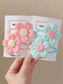 10pcs Multi-Color Floral Hair Clips Cute Princess Children Fabric Hair Accessories Non-Damaging Hair Clips For Daily Use - Multicolor - View 7