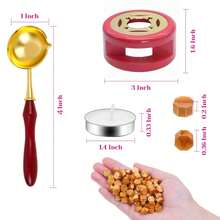 This Wax Sealing Set Includes 35g Of Wax Granules, 10 Tea Candles, A Wax Melting Furnace And Spoon, And Vintage-Style Envelope Sealing DIY Tools. Suitable For Wedding Invitations, Greeting Cards, Letters, Gift Wrapping, Journaling, And Handicrafts. - Wax Seal Kit - View 4