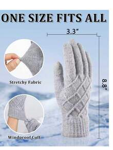 1 Pair Winter Gloves For Women Touchscreen Elastic Thermal Knit Lining Warm Gloves For Cold Weather, Gifts For Christmas - Multicolor - View 2