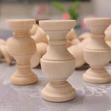 Unfinished Wood Spindle Balusters 20 Packs, 6*2.5cm Natural Wooden Decorative Turned Columns, DIY Craft Furniture Railing Cabinet Ornament Accessories - Multicolor - View 1