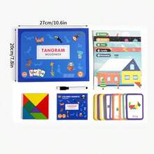 Children Back To School Educational Magnetic Tangram Puzzle, Elementary School Teaching Aid, Back To School Season Gift, Children Magnetic Puzzle Geometric Blocks 2-In-1 Learning & Education Intellectual Toy Gift - Multicolor - View 4