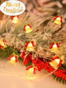 1pc 1m 10 Lights/2m 20 Lights Christmas Bell Copper Wire String Lights - Yellow - View 2