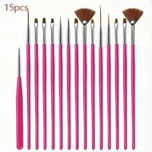 Rose Red 12-Piece Eye Brush Set, Without Storage Bag, Suitable For Party, Home Or Travel Use - Hot Pink - View 6