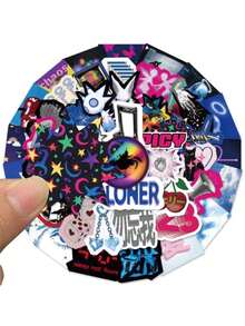 50pcs/Set Stiker Estetika Punk Kartun Retro, Stiker Dekoratif untuk Koper, Notebook, Laptop, Gitar, Ponsel, Alat Tulis, Kulkas, Stiker Remaja - Set - View 7