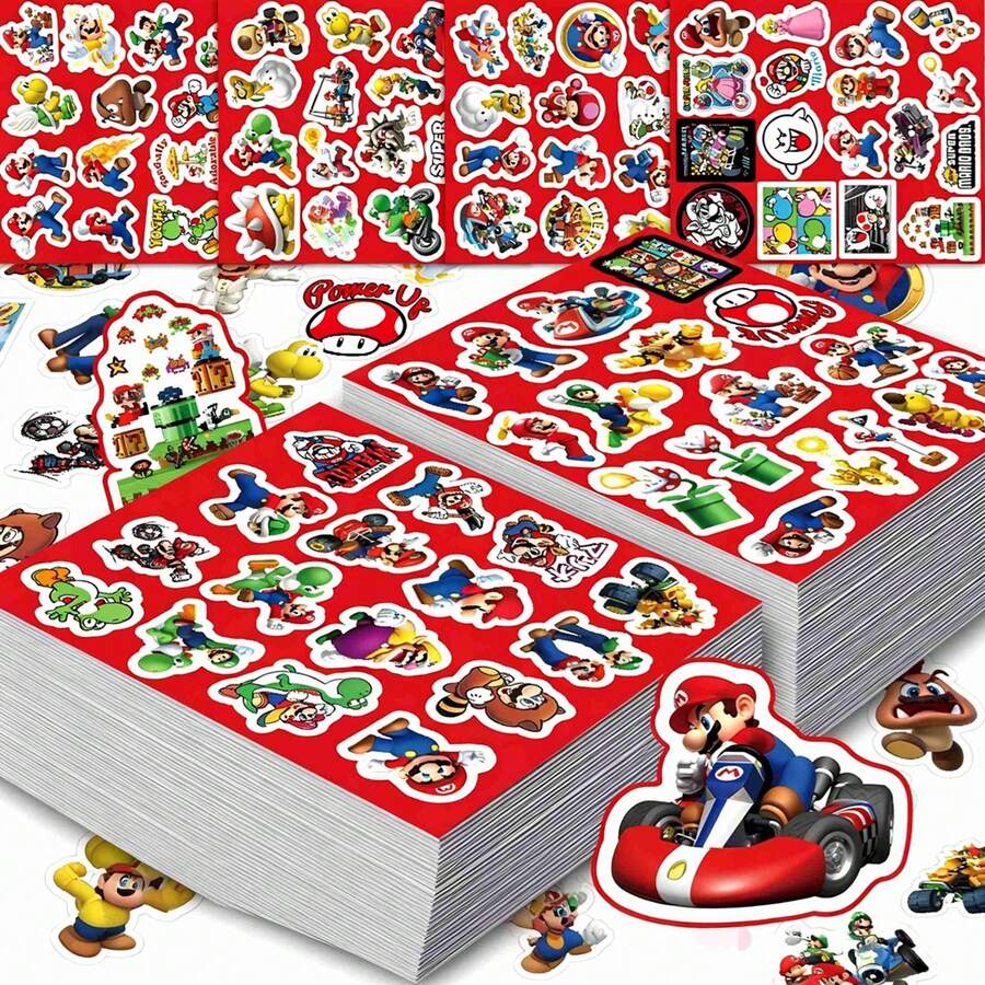 SUPER MARIO BROS. 1set 2026 Popular Cartoon Stickers, Waterproof And Durable DIY Decoration, Compatible With Handheld Water Bottles, Perfect Gift For Friends And Classmates (Stochastic Style) - Multicolor - View 1