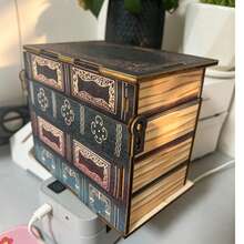 Hộp lưu trữ hình sách bằng gỗ phong cách vintage 2D phẳng có nắp - kệ trang trí văn phòng xếp chồng được, chất liệu gỗ, thiết kế có nắp, phù hợp dùng cho gia đình và văn phòng, không cần dùng điện - Nhiều màu - Xem 6