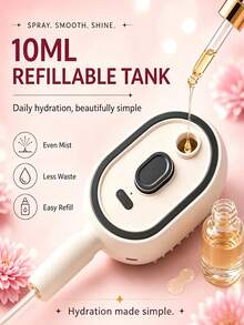 Portable Nano Mist Electric Massage Comb, One-Click Retractable Teeth For Easy Hair Removal, Soft Air Cushion Round Tooth Scalp Massager, USB Rechargeable Hydrating Detangling Styling Comb, Suitable For Home And Travel, Available In Pink - - A - View 4