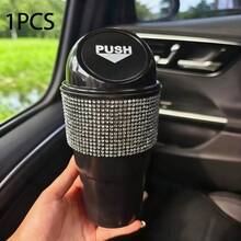 Creative Rhinestone Car Trash Can, Multifunctional Storage Box, Car Door Slot Cup Holder Storage Bin - Mini Rhinestone Trash Can - View 10