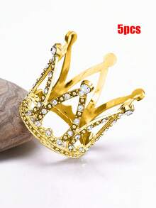 1/2/3/5pcs Mini Metal Crown Cake Toppers, Princess Crown Cupcake Decorations, Suitable For Women, Royal Theme Party Supplies, Applicable For Wedding, Bridal Shower, Birthday Gift, Valentine's Day, Holiday, Bouquet Decor - Multicolor - View 17