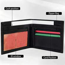 Bifold Wallet, Bifold Card Holder With Car Print Design, Multiple Card Slots, Large Diameter For Banknotes, Zipper Design For Coins. Suitable For School, Travel Use. - Multicolor - View 4