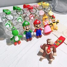 SUPER MARIO BROS. 1 قطعة سلسلة مفاتيح معلقة بصورة شخصية أنمي كرتونية سوبربروس أميرة، سلسلة مفاتيح لحقيبة الظهر وحقيبة السيارة، هدية مثالية للعطلات للعائلة والأصدقاء - متعدد الألوان - مشاهدة 4