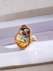 1pc Abalone Shell White Shell Minimalist Metal Elegant Personalized Ring For Women Daily Wear - Geometric Shape - View 9